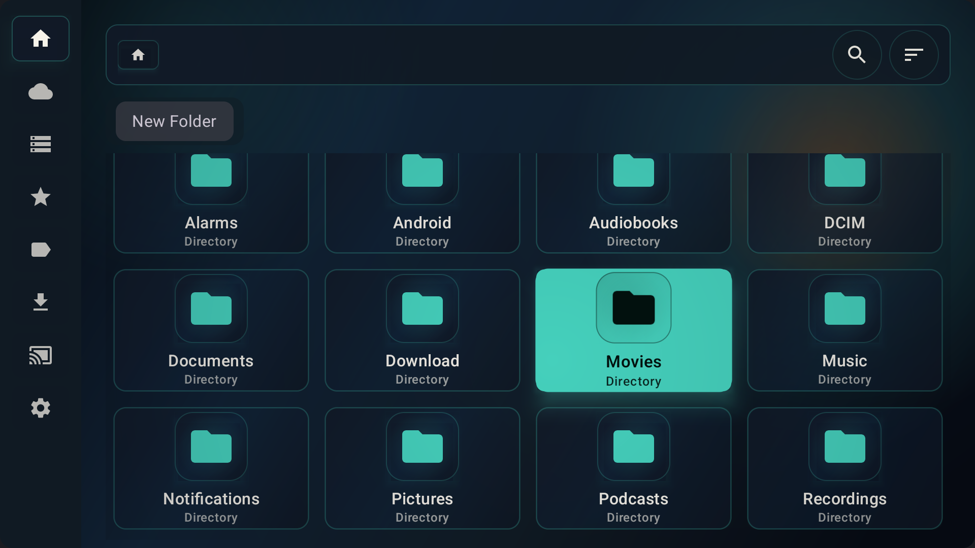 CocoFileTV home screen