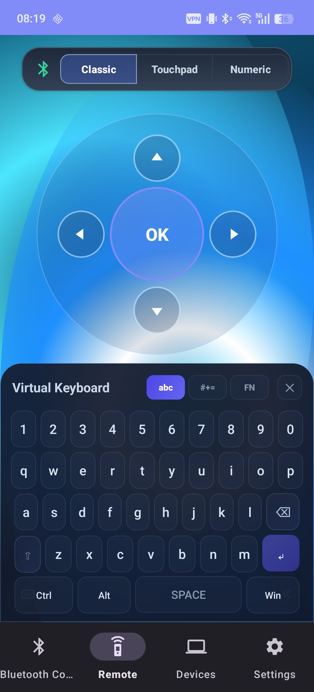 Full wireless keyboard interface